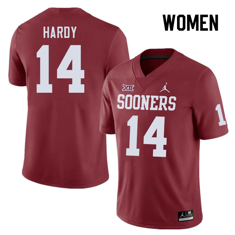 Women #14 Jaydan Hardy Oklahoma Sooners College Football Jerseys Stitched-Crimson
